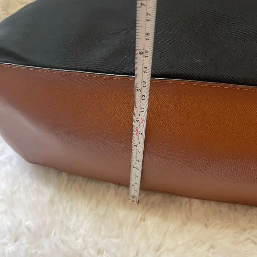 Michael Kors Kempton Nylon Black with Brown Leather traps Tote Bag .